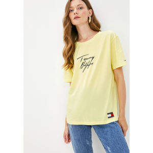 Tommy Hilfiger dámské žluté tričko Logo - XS (ZA6)